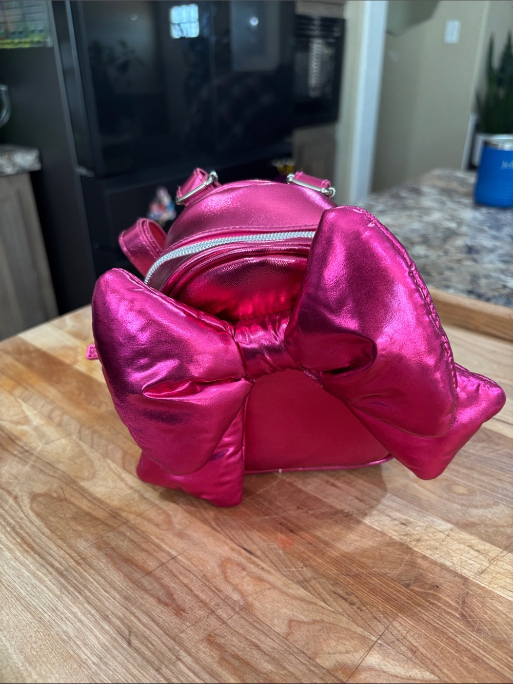 Kids Shiny Pink Bow Mini Backpack - Cute Accessory
